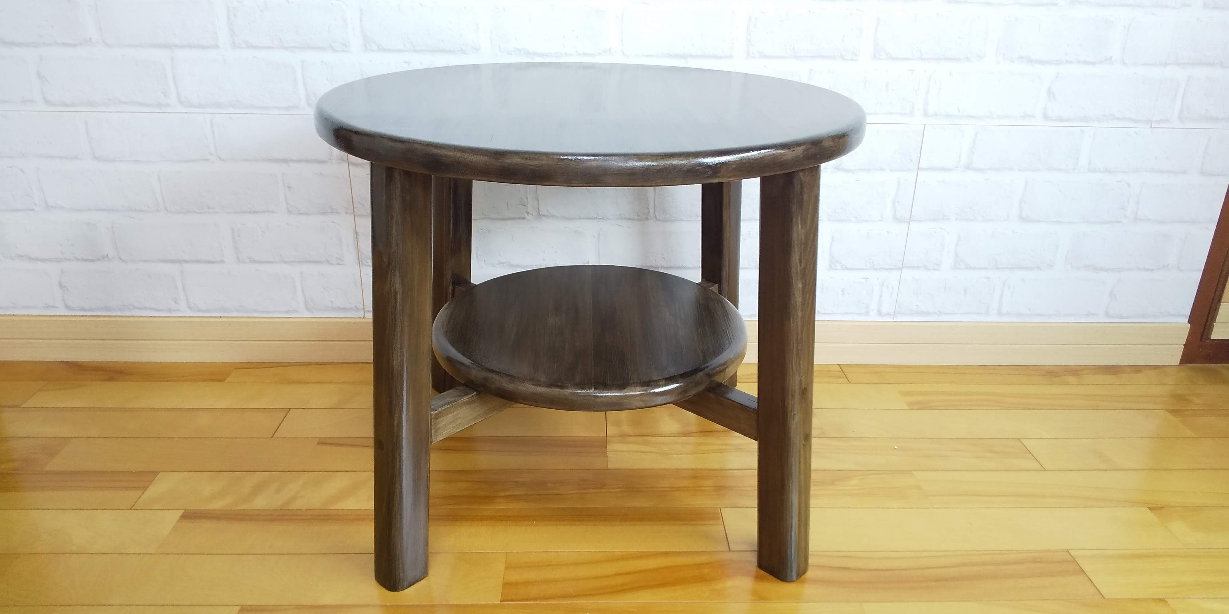 円形テーブル　中段あり　サイドテーブル　ミニテーブル　花台　ローテーブル　オーダー可能