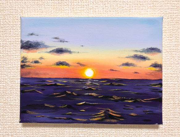 原画 夕日の海-