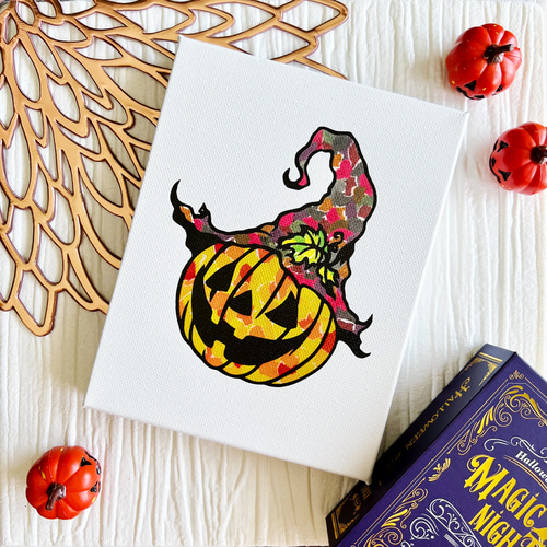 ハロウィン キャット」油絵 原画 オリジナル 1点物 絵画 絵画