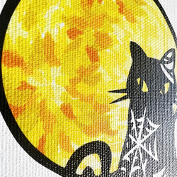 【アートパネル】Halloween -月猫-  【切り絵×ちぎり絵】　黒猫　ハロウィン　おしゃれインテリア　個性的アート 7枚目の画像