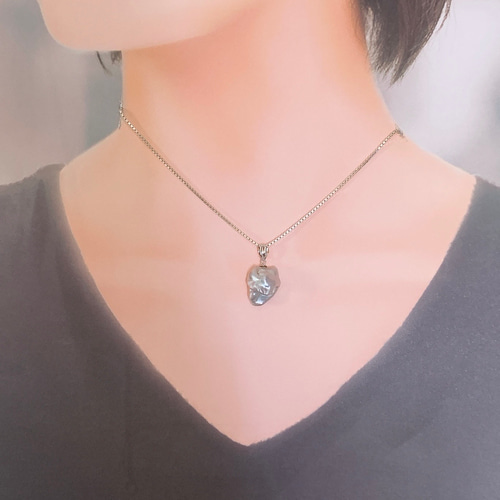 17mm大きなケシパール♡ホワイトゴールドペンダントトップ【PWG-010