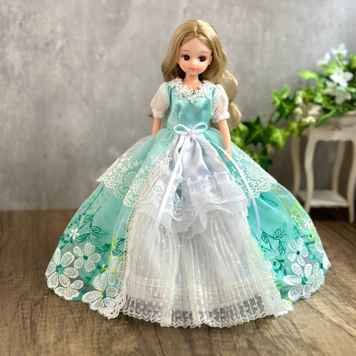 リカちゃん ブライス ドレス 4点セット ❀ マーガレットグリーン リカちゃん ブライス ドレス 4点セット ❀ マーガレットグリーン