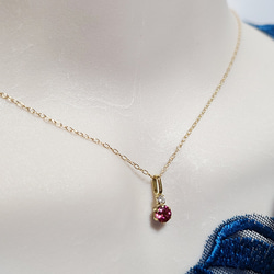 K18 ピントルマリン・ダイヤモンドネックレスデイリーに装う贅沢さ 5枚目の画像