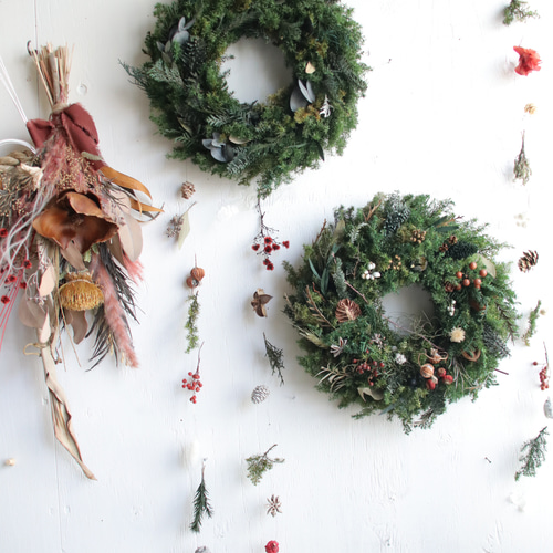 エバーグリーン＊プリザーブドフラワーのクリスマスリースと選べる