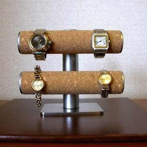 腕時計スタンド ステンレス、コルク製 手動回転式腕時計スタンド 