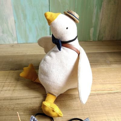 受注製作】おでかけボンさん” がちょう ぬいぐるみ ミニチュア レザー