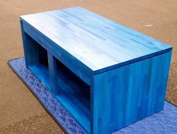 きれいな青色の水槽台　120×60センチ水槽用　無垢の水槽台 2枚目の画像