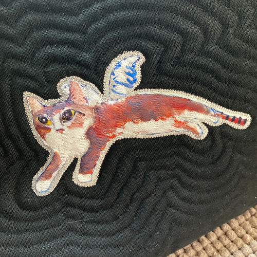 ハワイアンキルト　トートバッグハワイアンキルトバッグ　モンステラ猫　パッチワーク ハワイアンキルトバッグ 猫バッグ トートバッグ パッチワーク