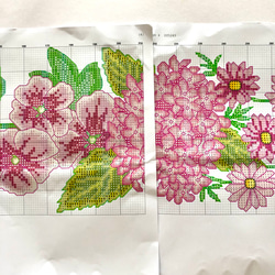 クロスステッチ刺繍キット pink flower 3枚目の画像
