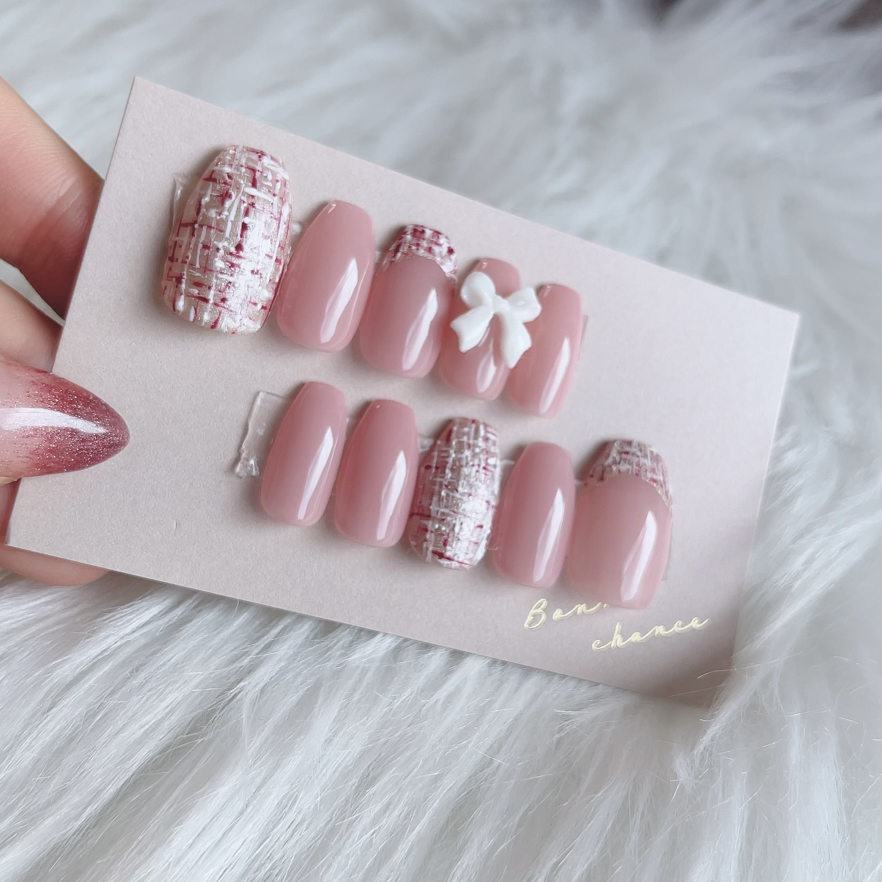 【秋冬】ツイード×くすみカラー♡ネイルチップ