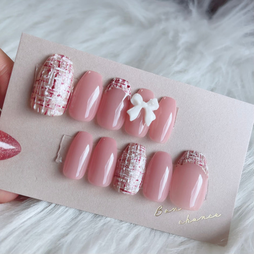 【秋冬】ツイード×くすみカラー♡ネイルチップ 秋冬】ツイード×くすみカラー♡ネイルチップ