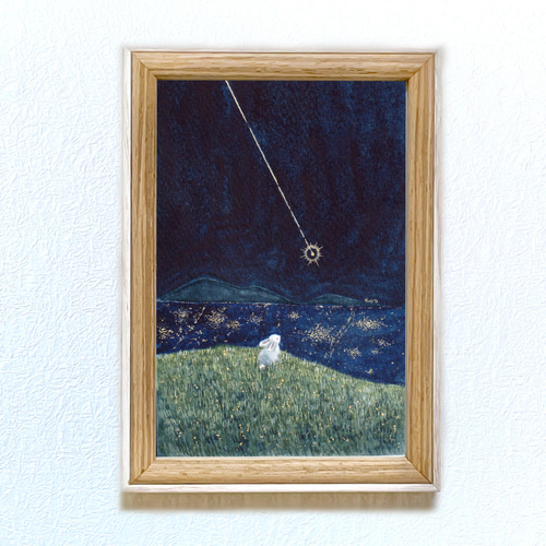 受注制作】誰かの願いが叶ったとき【星とうさぎ】 絵画 kuro