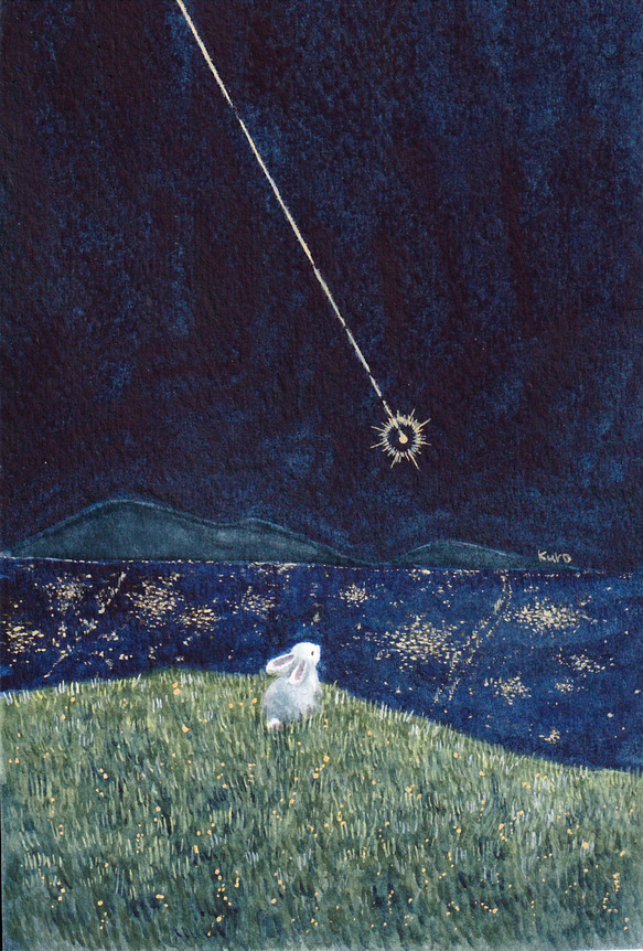 受注制作】誰かの願いが叶ったとき【星とうさぎ】 絵画 kuro