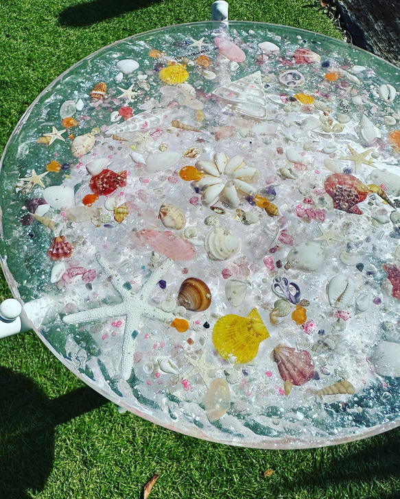シェルの楽園2 ホワイトwhite shell 貝殻アート ガラスサイド