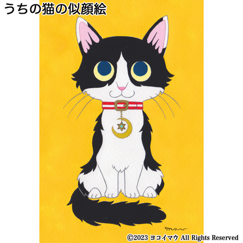 うちの子オーダー 似顔絵「うちの猫」手描き イラスト 絵画