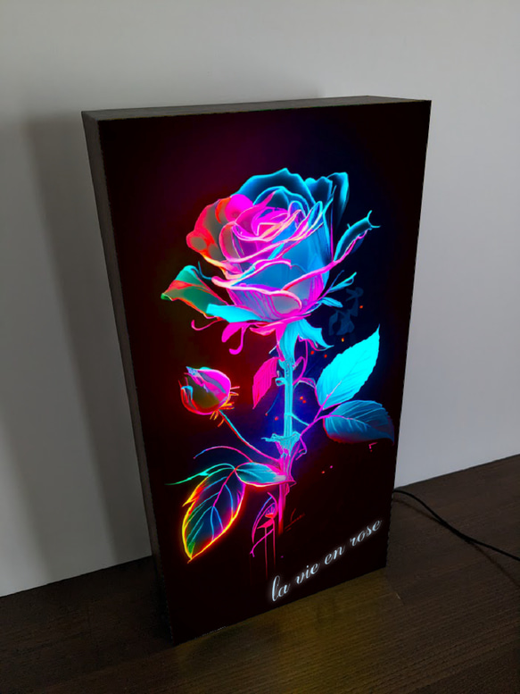 【Lサイズ】ラビアンローズ バラ ばら 薔薇 ROSE 店舗 自宅 パーティー ランプ 看板 置物 雑貨 ライトBOX 3枚目の画像