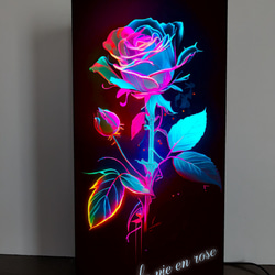【Lサイズ】ラビアンローズ バラ ばら 薔薇 ROSE 店舗 自宅 パーティー ランプ 看板 置物 雑貨 ライトBOX 2枚目の画像