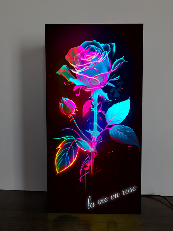 【Lサイズ】ラビアンローズ バラ ばら 薔薇 ROSE 店舗 自宅 パーティー ランプ 看板 置物 雑貨 ライトBOX 2枚目の画像