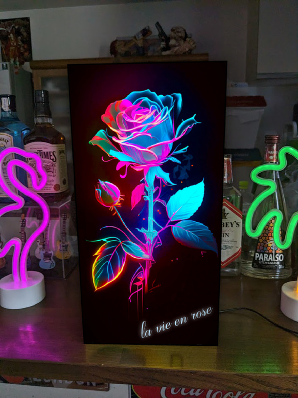 【Lサイズ】ラビアンローズ バラ ばら 薔薇 ROSE 店舗 自宅 パーティー ランプ 看板 置物 雑貨 ライトBOX 1枚目の画像