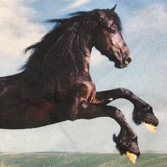 ハンドメイド ぺたんこBigトートバッグ 馬柄 フリージアン 3枚目の画像