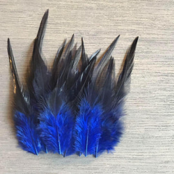 送料無料【W64青】高品質 羽根 フェザー ハンドメイド 素材 鳥 鳥の羽根 2枚目の画像