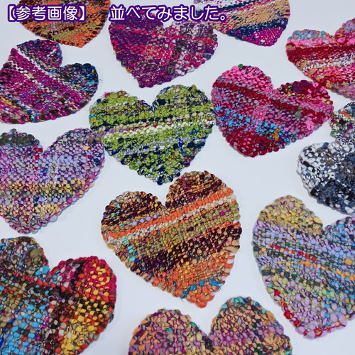 アートヤーンのハート♡コースター 手紡ぎ 手織り（品番224