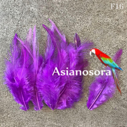 送料無料【F16パープル】高品質 羽根 フェザー ハンドメイド 素材 鳥の羽根 1枚目の画像