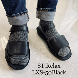 ◆体に優しいコンフォートシューズ／★メンズコンフォートストラップサンダル LXS-50／St.Relax／BLK／BR 2枚目の画像