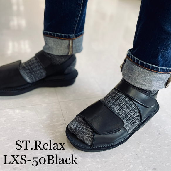 ◆体に優しいコンフォートシューズ／★メンズコンフォートストラップサンダル LXS-50／St.Relax／BLK／BR 3枚目の画像