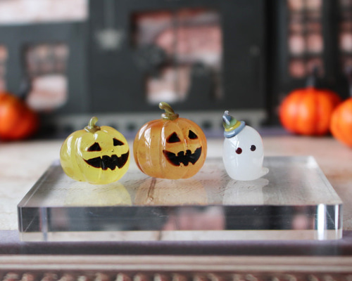 ガラスのハロウィン ミニチュアジャックオランタン＆ゴースト その他