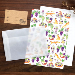 Letterset ”Grape&Fox”｜秋のぶどう＆きつねのレターセット 5枚目の画像