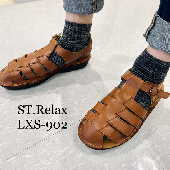 ◆体に優しいコンフォートシューズ／★メンズコンフォートグルカサンダル LXS-902／St.Relax／BLK／DBR 5枚目の画像