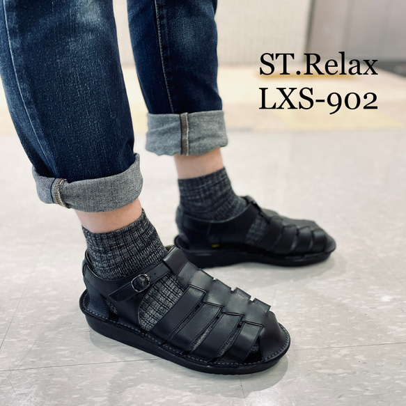 ◆体に優しいコンフォートシューズ／★メンズコンフォートグルカサンダル LXS-902／St.Relax／BLK／DBR 2枚目の画像