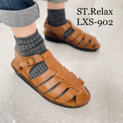 ◆体に優しいコンフォートシューズ／★メンズコンフォートグルカサンダル LXS-902／St.Relax／BLK／DBR 4枚目の画像