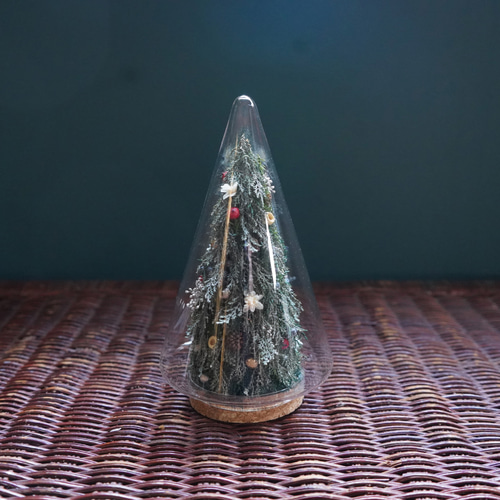 クリスマスツリー 】雪降る森のガラスツリー 自然素材・卓上サイズ