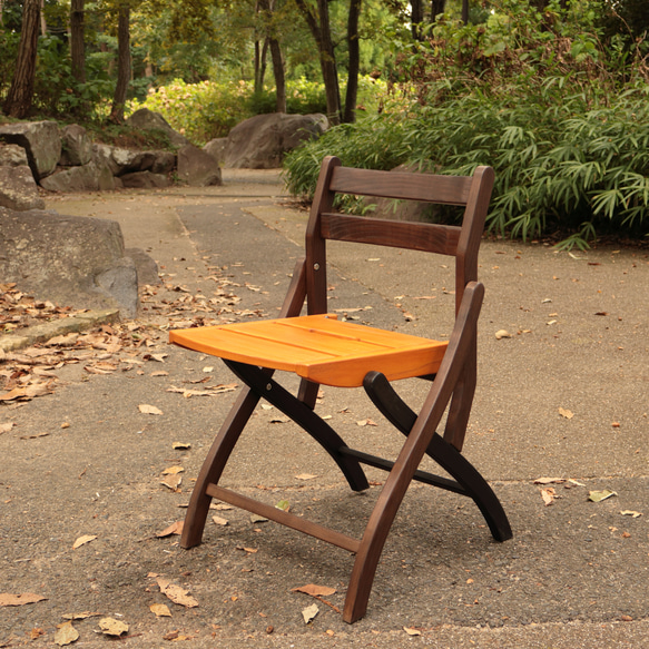 【受注生産】無垢材　スタンダードチェア (CH-501)　～テラスでお茶を楽しむ椅子～　折り畳み　フォールディングチェア 2枚目の画像