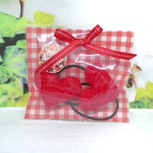 ゴム交換可能〉ハート あみぐるみ ヘアゴム かぎ針編み 雑貨・その他