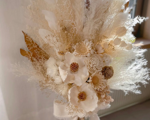 ️ウェディングブーケ 前撮りブーケ ドライフラワーブーケ ホワイト