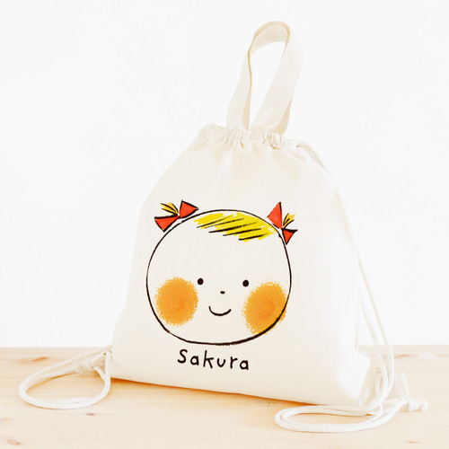 レッスンバッグ ナップサック　巾着袋ヌビ　さくらんぼ刺繍 お名前刺繍入り さくらんぼのレッスンバッグ 3点セット レッスン