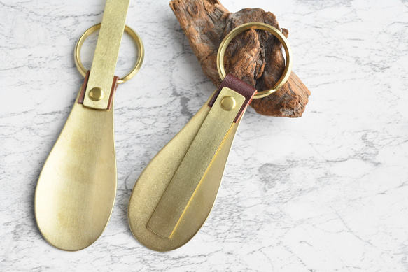 刻印無料】育てる靴べら 手染めワインレッド｜真鍮 栃木レザー