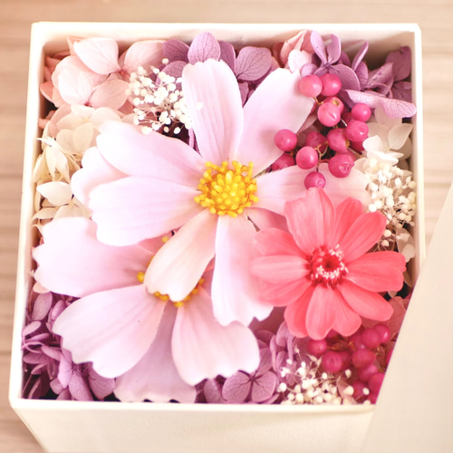 秋の桜、コスモスのボックスフラワー アートフラワー nozomi 通販