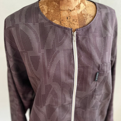 紫炎の紬　ノーカラーパフスリーブジャケット着物リメイク　パンツ参考商品 12枚目の画像