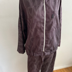 紫炎の紬　ノーカラーパフスリーブジャケット着物リメイク　パンツ参考商品 11枚目の画像