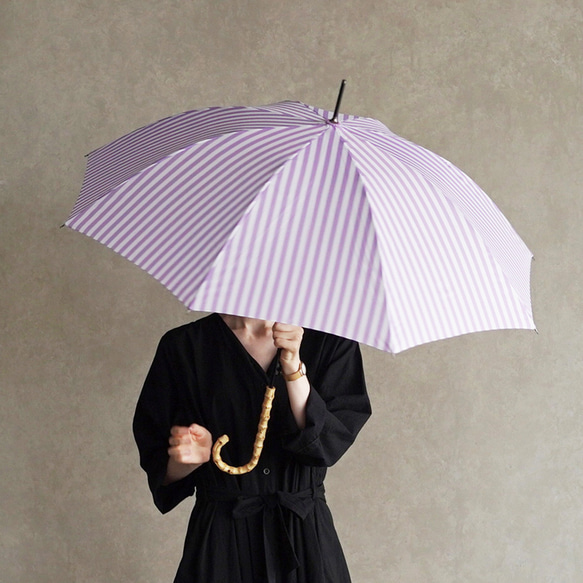 【ワケあり 440円引き】竹の傘 stripe  晴雨兼用 長傘 ALCEDO 161001-005 日傘 雨傘 13枚目の画像