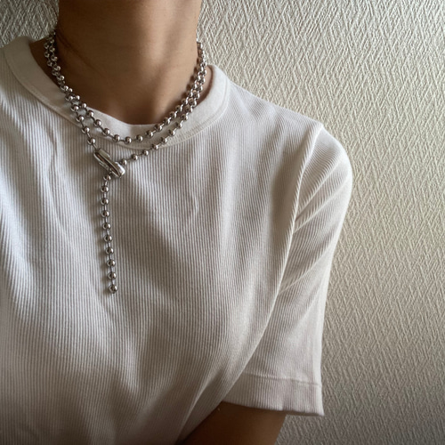名作 UNUSED 18AW シルバー ロング ボール チェーン ネックレス