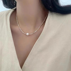 高品質 Hanadama AKOYA Akoya 珍珠和卡倫銀項鍊，帶調節器 第18張的照片