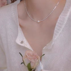 高品質 Hanadama AKOYA Akoya 珍珠和卡倫銀項鍊，帶調節器 第1張的照片