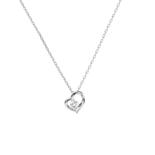 n035a【高品質】ハート　ネックレス S925　ゴールド　大人可愛い　シンプル WRITE A HEART/ライトアハート」K10ホワイトゴールド ネックレス