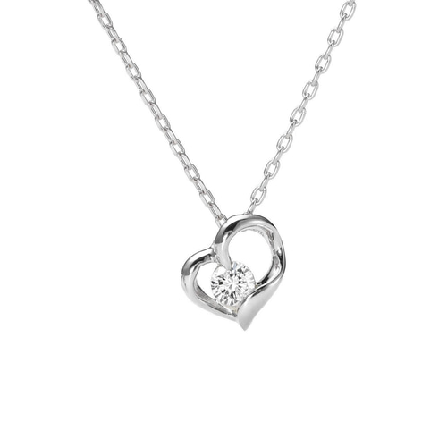 K10 ホワイトゴールド　ハートネックレス　ダイヤ0.015ct K10 ホワイトゴールド ダイヤモンド ハート ネックレス BLOOM