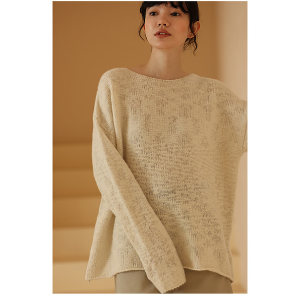 100%ウールセーター　ゆとりセーター　ウールニットセーター　ベージュ　フリーサイズ#310 12枚目の画像